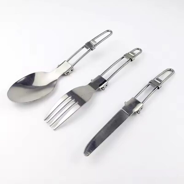 Adventure hub Camping Fork Spoon Outdoor Tableware Foldable Ultralight Stainless Steel Set Of Dishes For Camping Outdoor Cooking